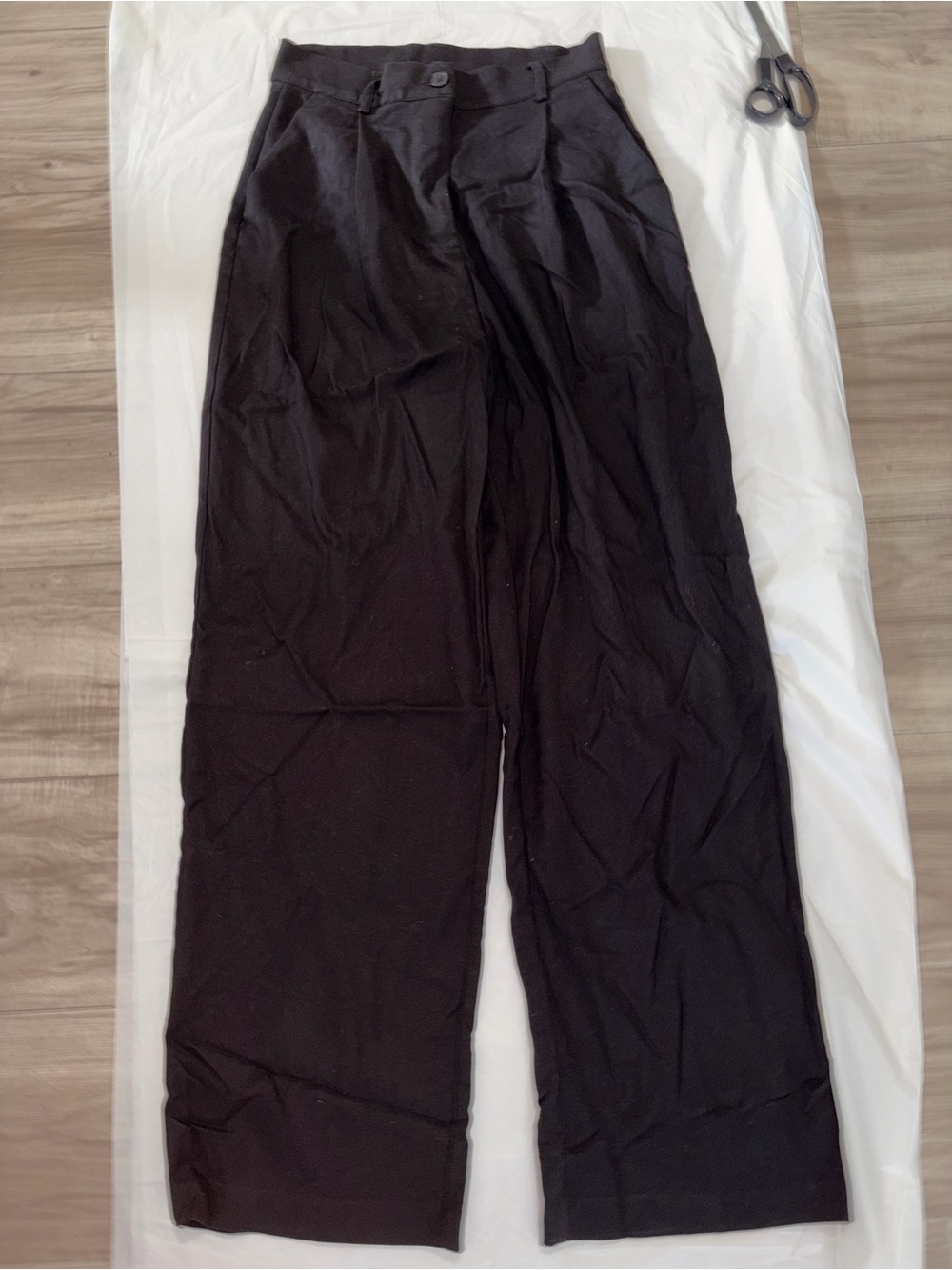 High-Rise Black Wide-Leg Chinos